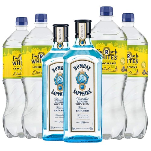 Case of 6 with Bombay Sapphire Gin 70cl and R. White’s Lemonade | Spirit & Mixer Set